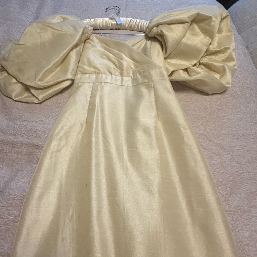 Elegant Cream Puff Sleeve Dress